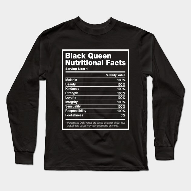 Black Queen Nutritional Facts Black History Month T-shirt Long Sleeve T-Shirt by BadDesignCo